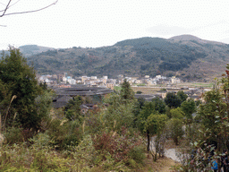 The Qiaofu Lou, Chengqi Lou and Beichen Lou buildings of the Gaobei Tulou Cluster, viewed from the staircase to the Yongding Scenic Area viewing point