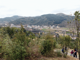 The Qiaofu Lou, Chengqi Lou and Beichen Lou buildings of the Gaobei Tulou Cluster, viewed from the staircase to the Yongding Scenic Area viewing point