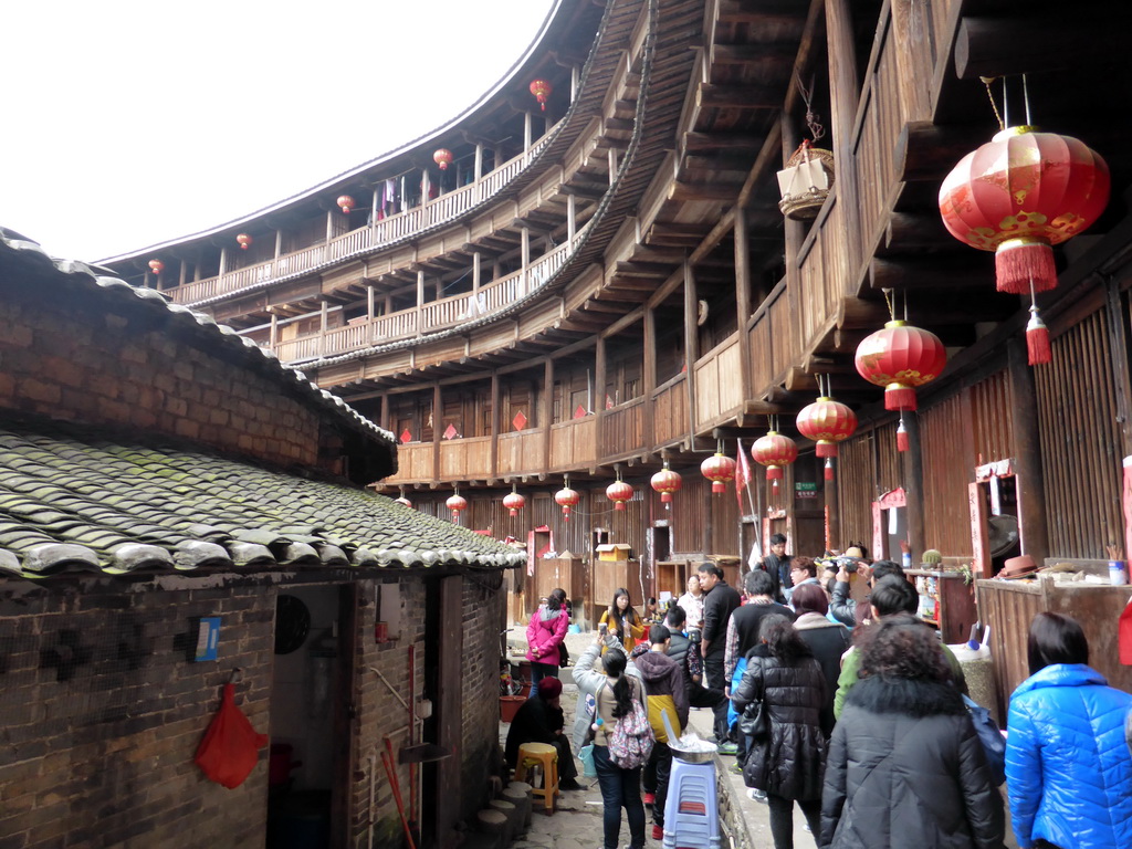 The outer layer with all four levels of the Chengqi Lou building of the Gaobei Tulou Cluster