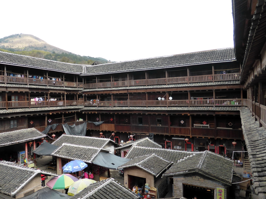 The Shize Lou building of the Gaobei Tulou Cluster, viewed from the third level