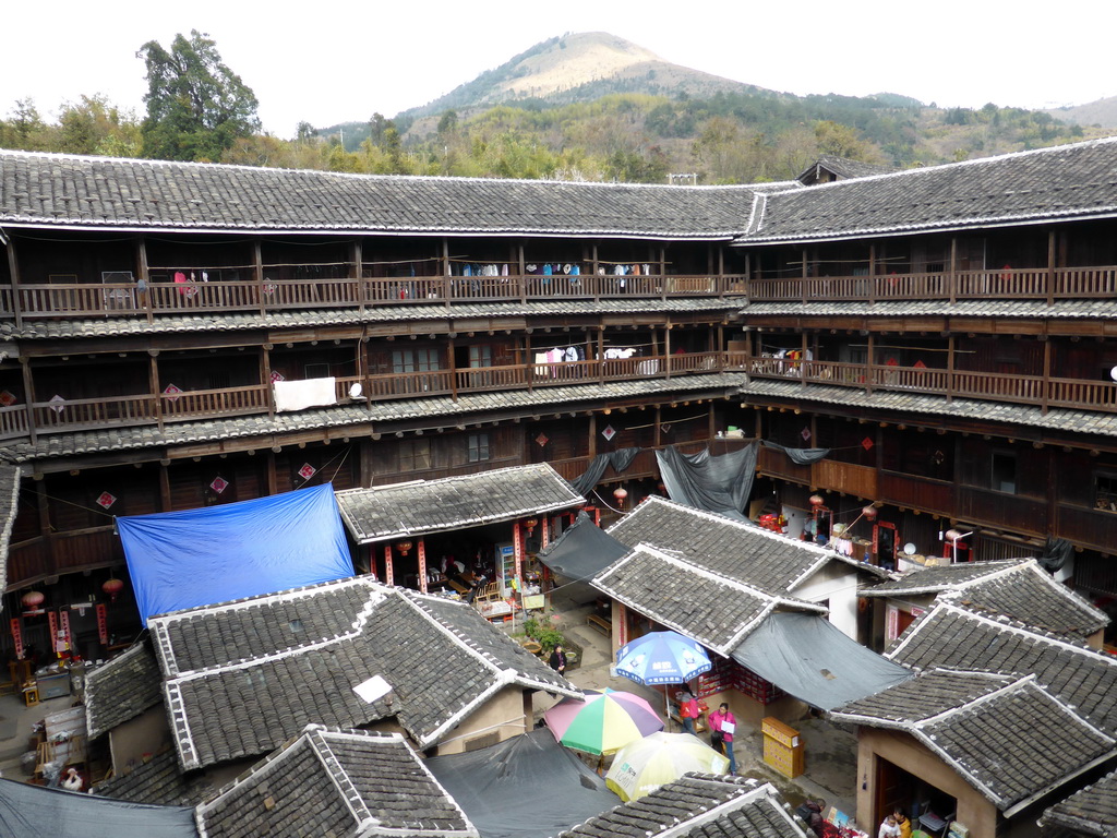 The Shize Lou building of the Gaobei Tulou Cluster, viewed from the top level