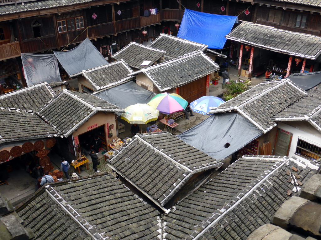 The central square of the Shize Lou building of the Gaobei Tulou Cluster, viewed from the top level