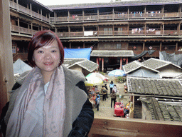 Miaomiao at the second level of the Shize Lou building of the Gaobei Tulou Cluster