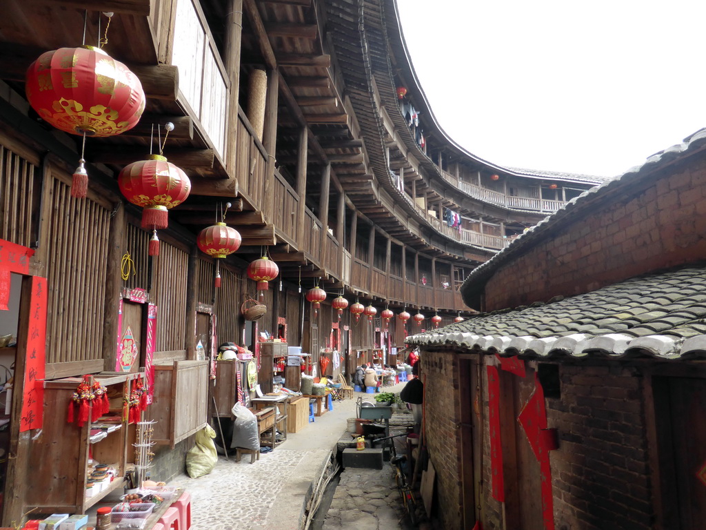 The outer layer with all four levels of the Chengqi Lou building of the Gaobei Tulou Cluster