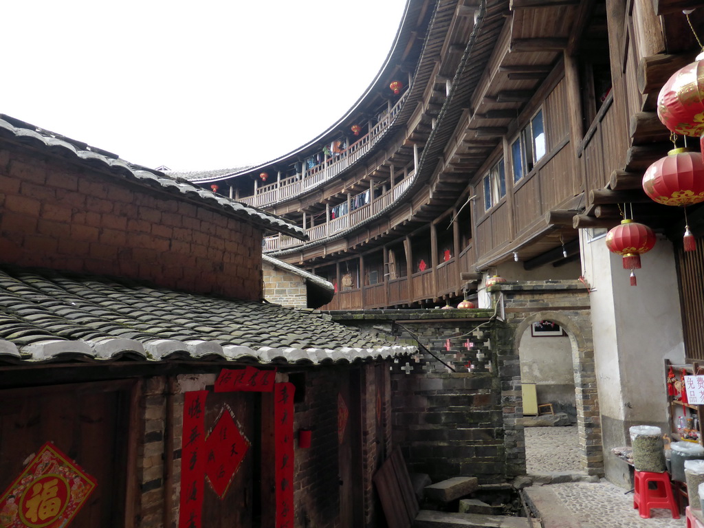 The outer layer with all four levels of the Chengqi Lou building of the Gaobei Tulou Cluster