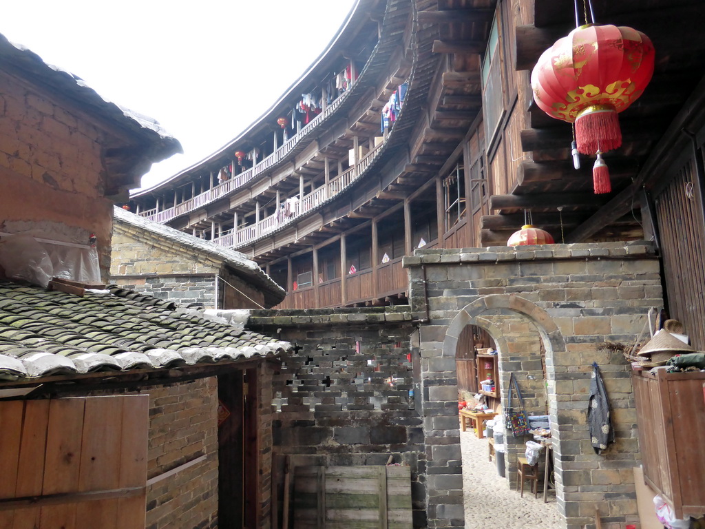 The outer layer with all four levels of the Chengqi Lou building of the Gaobei Tulou Cluster