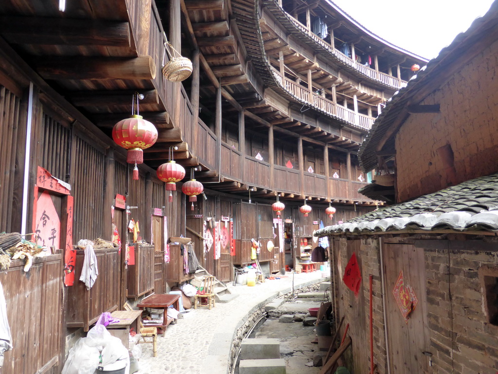 The outer layer with all four levels of the Chengqi Lou building of the Gaobei Tulou Cluster