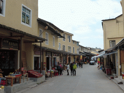 Street with souvenir shops just outside of the Yongding Scenic Area with the Gaobei Tulou Cluster