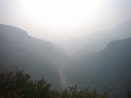 The Red Stone Gorge at the Mount Yuntaishan Global Geopark, viewed from above