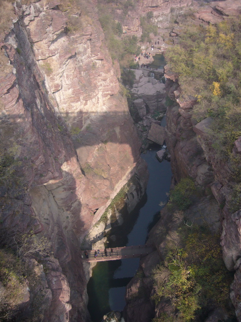 The Red Stone Gorge at the Mount Yuntaishan Global Geopark, viewed from above