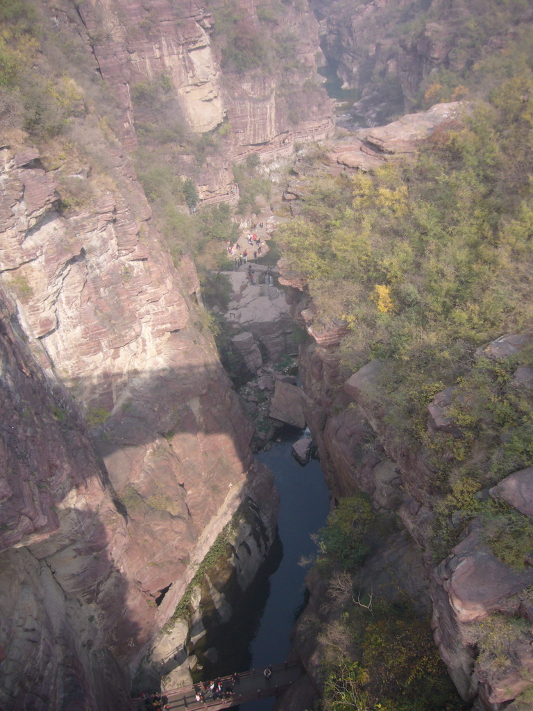 The Red Stone Gorge at the Mount Yuntaishan Global Geopark, viewed from above