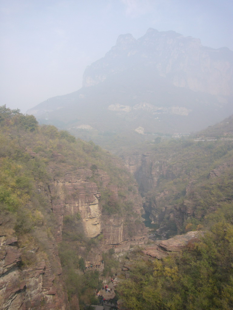 The Red Stone Gorge at the Mount Yuntaishan Global Geopark, viewed from above