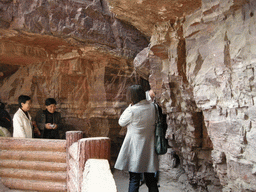 Miaomiao and her mother at the mountainside path at the Red Stone Gorge at the Mount Yuntaishan Global Geopark