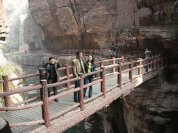 Bridge at the Red Stone Gorge at the Mount Yuntaishan Global Geopark