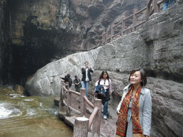 Tim and Miaomiao at the waterfall at the Red Stone Gorge at the Mount Yuntaishan Global Geopark