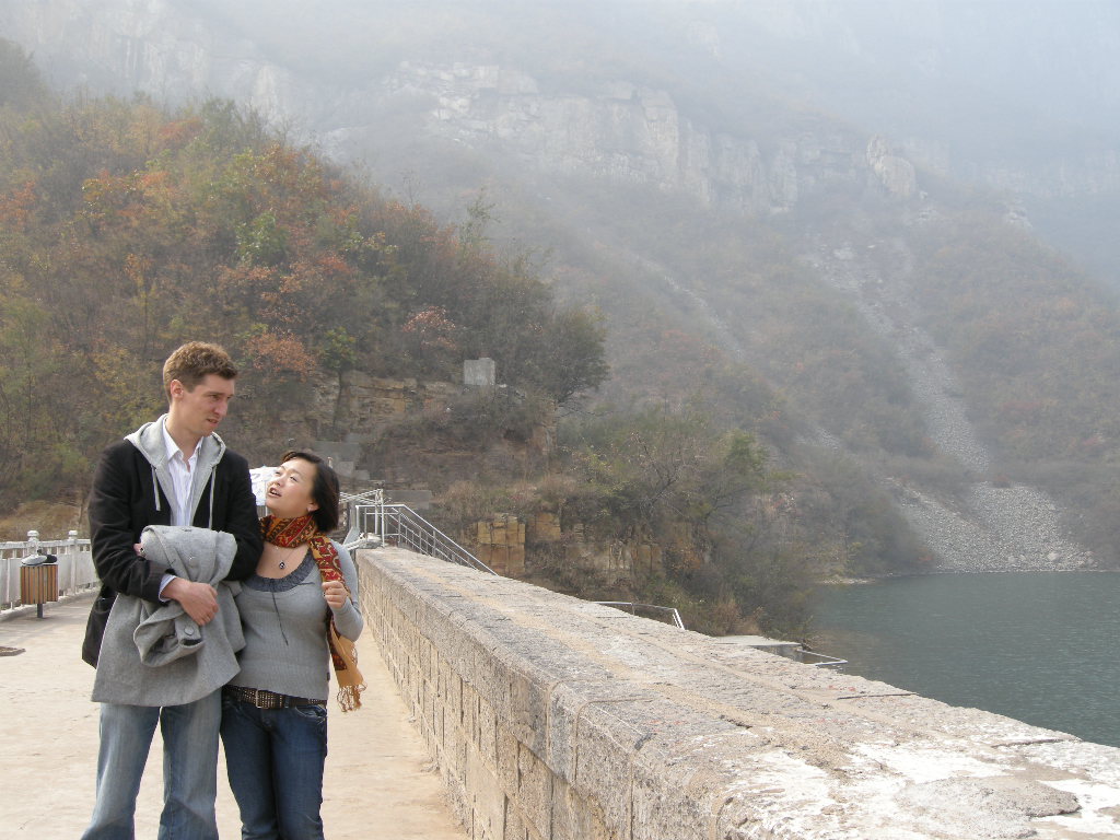 Tim and Miaomiao at the dam at the Ma`anshi Reservoir