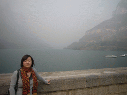 Miaomiao at the dam at the Ma`anshi Reservoir