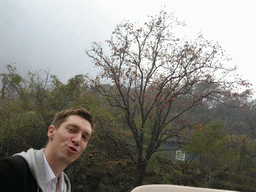 Tim with a fruit tree at the Mount Yuntaishan Global Geopark