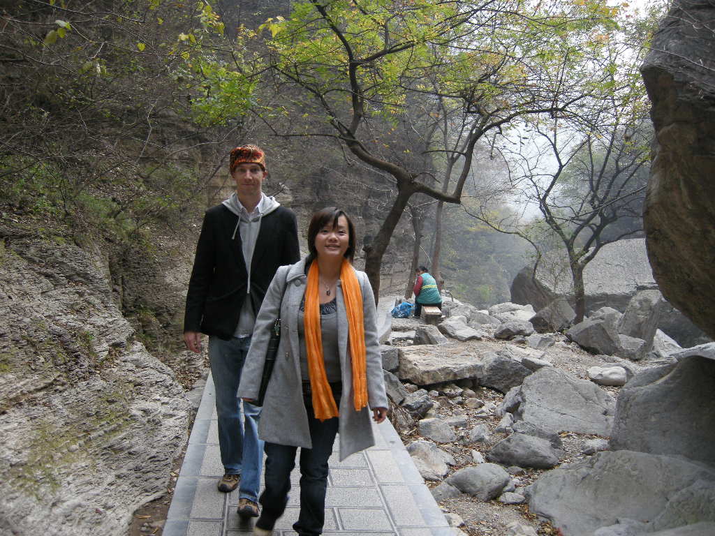 Tim and Miaomiao at the Tanpu Gorge at the Mount Yuntaishan Global Geopark