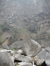 Rocks and waterfall at the Longfeng Gorge at the Mount Yuntaishan Global Geopark