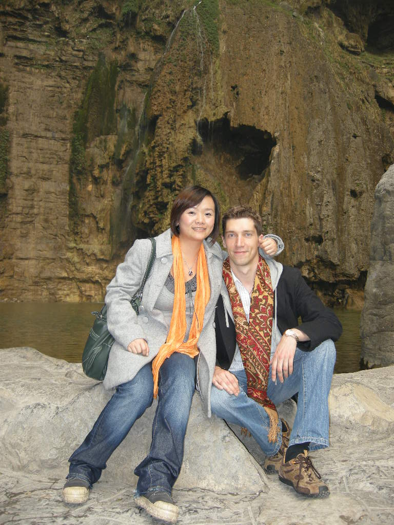 Tim and Miaomiao at the Longfeng Gorge at the Mount Yuntaishan Global Geopark