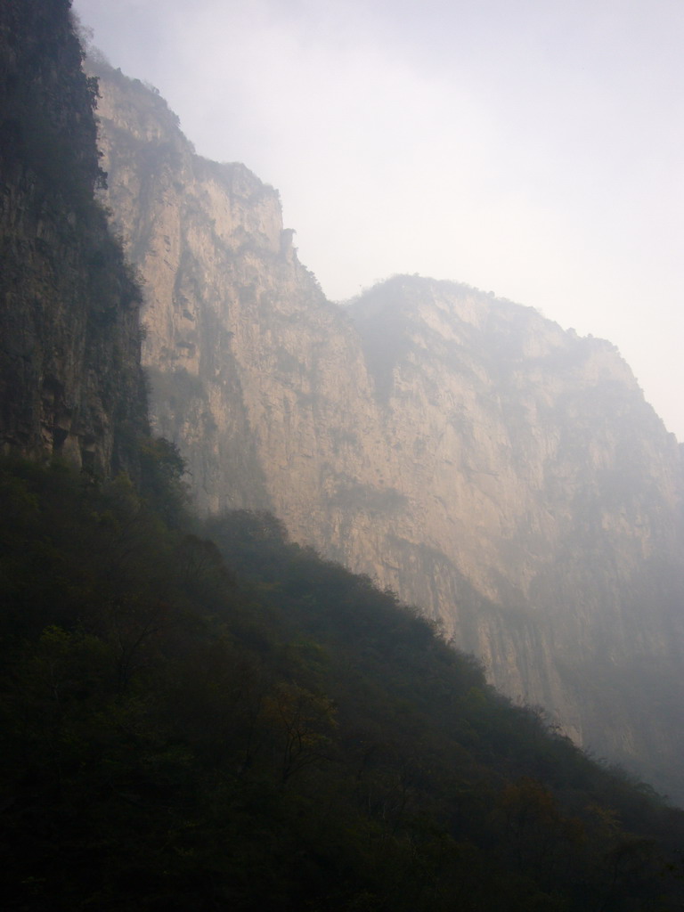 Moutains at the Mount Yuntaishan Global Geopark, viewed from the Longfeng Gorge