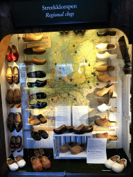 Regional clogs at the Wooden Shoe Workshop Zaanse Schans at the Zaanse Schans neighbourhood, with explanation