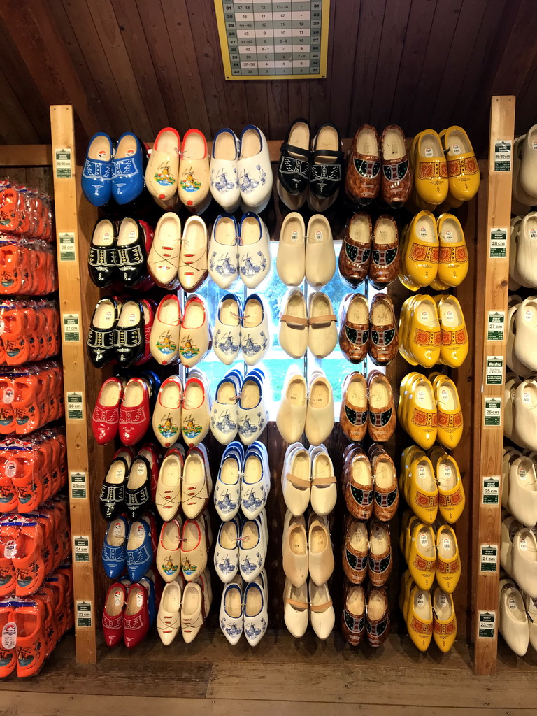 Wooden shoes at the Wooden Shoe Workshop Zaanse Schans at the Zaanse Schans neighbourhood