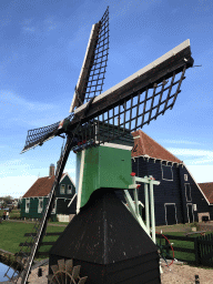 Small windmill in front of the Cheese Farm Catharina Hoeve at the Zaanse Schans neighbourhood