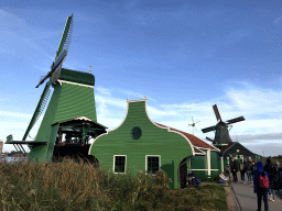 The De Gekroonde Poelenburg and the De Kat windmills at the Zaanse Schans neighbourhood