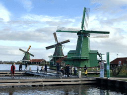 The De Zoeker, De Kat and De Gekroonde Poelenburg windmills at the Zaanse Schans neighbourhood