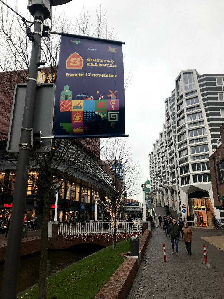 Sign for the entry of Sinterklaas in Zaandam, at the Gedempte Gracht street