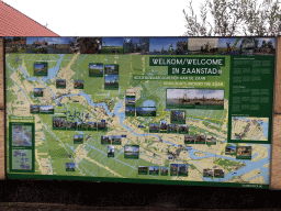Map of the Zaanstad municipality and highlights around the Zaan river, at the Stadhuisplein square