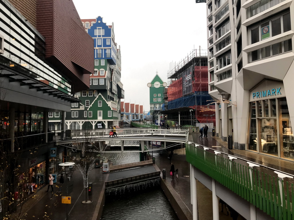 West side of the Gedempte Gracht canal and street with the Inntel Hotel and the front of the Zaandam Railway Station