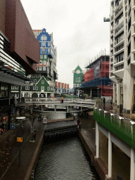 West side of the Gedempte Gracht canal and street with the Inntel Hotel and the front of the Zaandam Railway Station