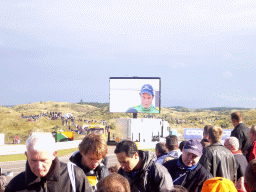 Screen with Adrian Zaugg, the winner of the Sprint Race of the 2007-08 Dutch A1 Grand Prix of Nations, at Circuit Zandvoort