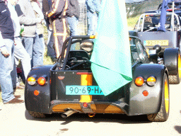 Old race cars with flags at Circuit Zandvoort, during the flag parade of the 2007-08 Dutch A1 Grand Prix of Nations