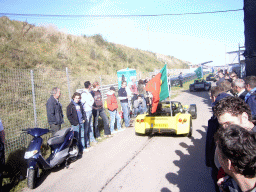 Old race cars with flags at Circuit Zandvoort, during the flag parade of the 2007-08 Dutch A1 Grand Prix of Nations