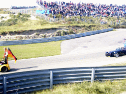 Old race cars with Christian Vietoris, Oliver Jarvis and the German and British flags at Circuit Zandvoort, before the Main Race of the 2007-08 Dutch A1 Grand Prix of Nations