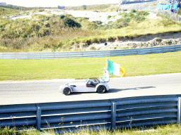 Old race car with Ralph Firman and the Irish flag at Circuit Zandvoort, before the Main Race of the 2007-08 Dutch A1 Grand Prix of Nations