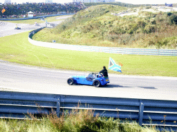 Old race car with Adrian Zaugg and the South-African flag at Circuit Zandvoort, before the Main Race of the 2007-08 Dutch A1 Grand Prix of Nations