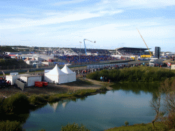 The main grandstand at Circuit Zandvoort, just after the Main Race of the 2007-08 Dutch A1 Grand Prix of Nations, viewed from the dunes