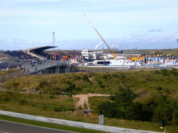 The main grandstand at Circuit Zandvoort, just after the Main Race of the 2007-08 Dutch A1 Grand Prix of Nations, viewed from the dunes