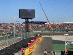 Formula 3 cars of Isack Hadjar, Victor Martins, Sebastián Montoya, Jak Crawford and Oliver Bearman at the Hans Ernst Chicane at Circuit Zandvoort, viewed from the Eastside Grandstand 3, during the Formula 3 Sprint Race