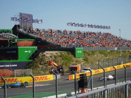 Formula 3 cars of Federico Malvestiti and Nazim Azman at the Hans Ernst Chicane at Circuit Zandvoort, viewed from the Eastside Grandstand 3, during the Formula 3 Sprint Race