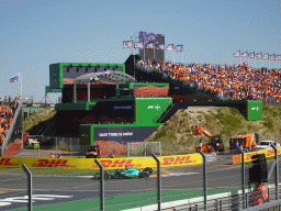 Formula 1 car of Lance Stroll at the Hans Ernst Chicane at Circuit Zandvoort, viewed from the Eastside Grandstand 3, during the Formula 1 Free Practice 3
