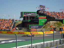 Formula 1 car of Sergio Perez at the Hans Ernst Chicane at Circuit Zandvoort, viewed from the Eastside Grandstand 3, during the Formula 1 Free Practice 3