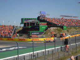 Formula 1 car of Max Verstappen at the Hans Ernst Chicane at Circuit Zandvoort, viewed from the Eastside Grandstand 3, during the Formula 1 Free Practice 3