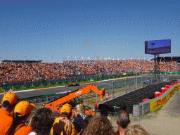 Formula 1 car of Max Verstappen at the Hans Ernst Chicane at Circuit Zandvoort, viewed from the Eastside Grandstand 3, during the Formula 1 Free Practice 3