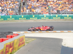 Formula 1 car of Charles Leclerc at the Hans Ernst Chicane at Circuit Zandvoort, viewed from the Eastside Grandstand 3, during the Formula 1 Free Practice 3